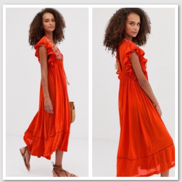 Free People Bali Will Wait For You Red MIDI - Picture 3 of 10